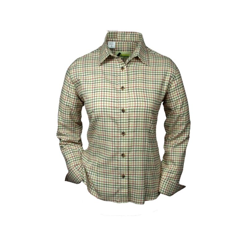 Skogen Damen Bluse Karo 1/1 Arm Beige 34