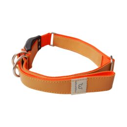 WowWow Hundehalsband mit integrierter Leine Leder Ockergelb L 51-70cm Halsumfang