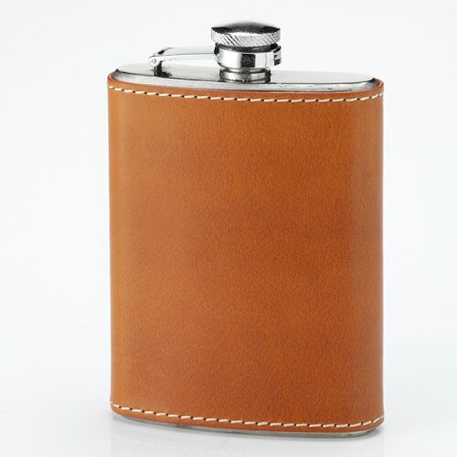 Laksen Flachmann mit Sattelleder 0,2 L Natural Oak