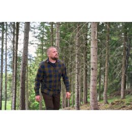 Somlys Herren Hemd aus Baumwolle Braun/Navy M