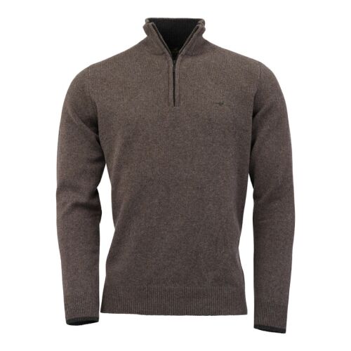 Laksen Herren Strickpullover Brompton Zip Neck Biscuit M/50