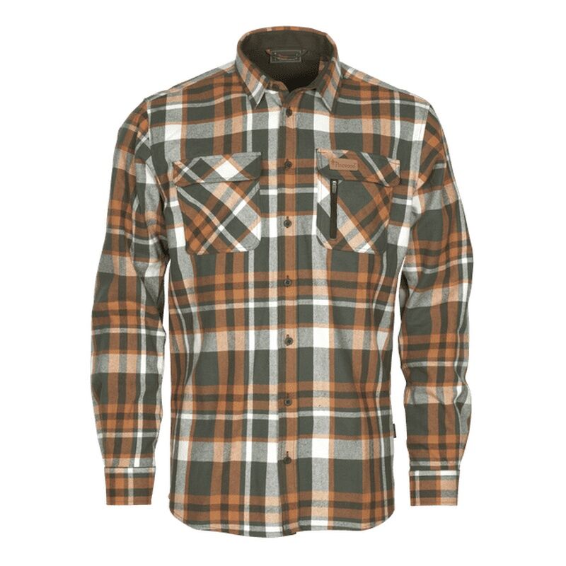 Pinewood Herren Flanellhemd Lappland Green/Orange 3XL