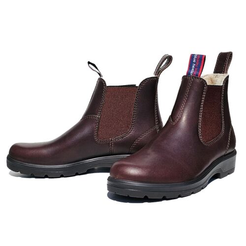Blue Heeler Damen Chelsea Boots Brisbane mit Lammfell Dunkelbraun 38