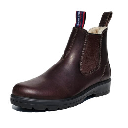 Blue Heeler Damen Chelsea Boots Brisbane mit Lammfell Dunkelbraun 39