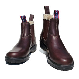Blue Heeler Damen Chelsea Boots Brisbane mit Lammfell Dunkelbraun 39