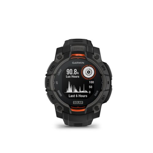 Garmin Armbanduhr Instinct 3 Solar 45 mm Schwarz mit Silikon-Wechselarmband 22 mm Schwarz