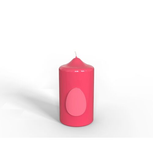 Engels Kerzen Gelackte Stumpenkerze m. Osterei - Relief Glanz-Lack Pink Ø 8cm x H15cm