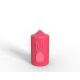 Engels Kerzen Gelackte Stumpenkerze m. Osterhase - Relief Glanz-Lack Pink Ø 8cm x H15cm