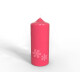 Engels Kerzen Gelackte Stumpenkerze m. Blume - Relief Glanz-Lack Pink Ø 8cm x H20cm