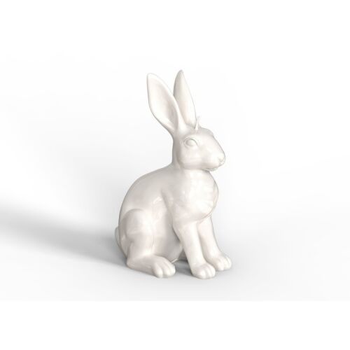 Engels Kerzen Gelackte Objektkerze Hase Glanz-Lack Elfenbein