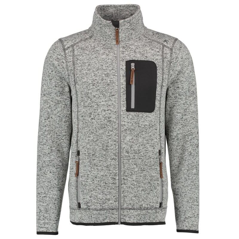 OS Trachten Herren Jacke Strick Fleece Fares Mittelgrau XL