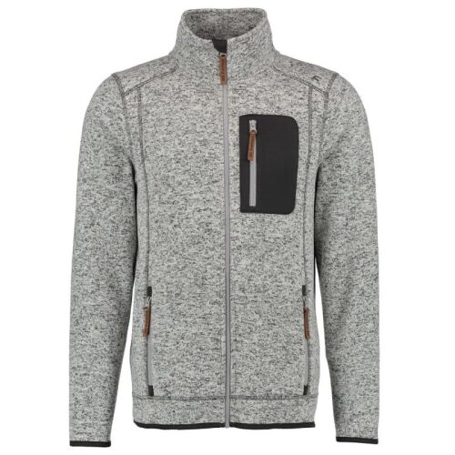 OS Trachten Herren Jacke Strick Fleece Fares Mittelgrau 3XL