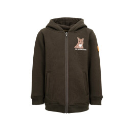 Hubertus Kinder Hoodie mit Rei&szlig;verschluss &quot;Ich bin ein Fuchs&quot; Oliv 176