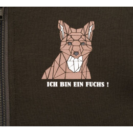 Hubertus Kinder Hoodie mit Rei&szlig;verschluss &quot;Ich bin ein Fuchs&quot; Oliv 176