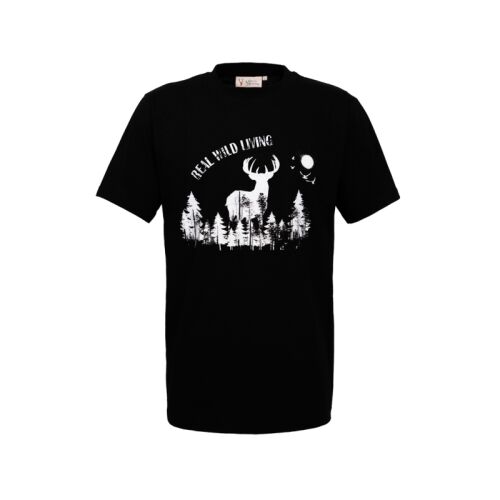 Hubertus Herren T-Shirt "Real Wild Living" Schwarz XL
