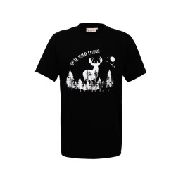 Hubertus Herren T-Shirt &quot;Real Wild Living&quot; Schwarz XL