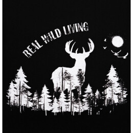 Hubertus Herren T-Shirt &quot;Real Wild Living&quot; Schwarz XL