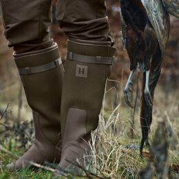 H&auml;rkila Herren Gummistiefel Forester Textile Willow green/Deep brown 44