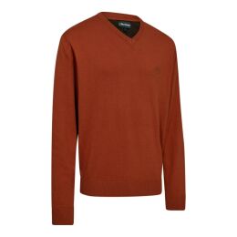 Deerhunter Herren Pullover Harrington V-neck Oak Rust Melange 3XL