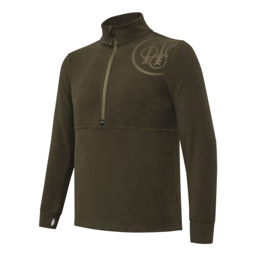 Beretta Herren Thermofleece Shirt HP Logo Half Zip Brown Bark L