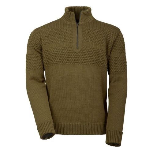 Laksen Herren Sweater Fischermans zip Olivengrün XL