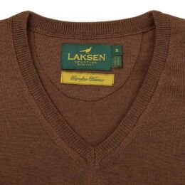 Laksen Herren Pullover Sussex V-Ausschnitt Rum M