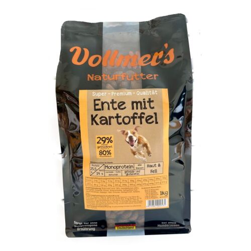 Vollmers Hunde Trockenfutter Ente mit Kartoffel 1kg