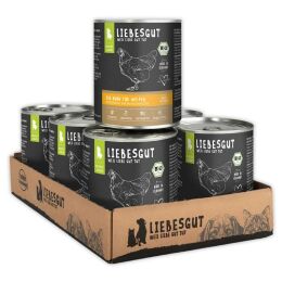 Liebesgut Hundenassfutter Junior Bio Huhn mit Apfel und Buchweizen 6x800g