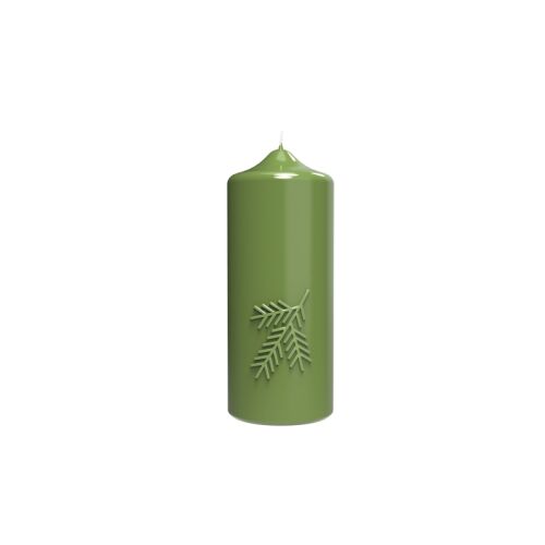 Engels Kerzen Gelackte Stumpenkerze m. Tannenzweig Fichte Ø 8cm x H20cm