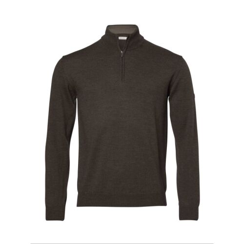 Chevalier Herren Pullover Aston Half Zip Merino Leather Brown