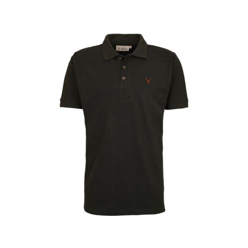 Hubertus Herren Polo Shirt mit Stick "Hirsch" Schwarz