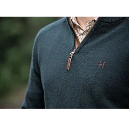 H&auml;rkila Merino-Pullover Vincent mit halbem Rei&szlig;verschluss Dark Navy