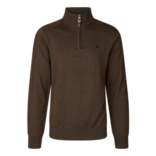 Seeland Herren Pullover Pine mit halben Reißverschluss Dark Brown