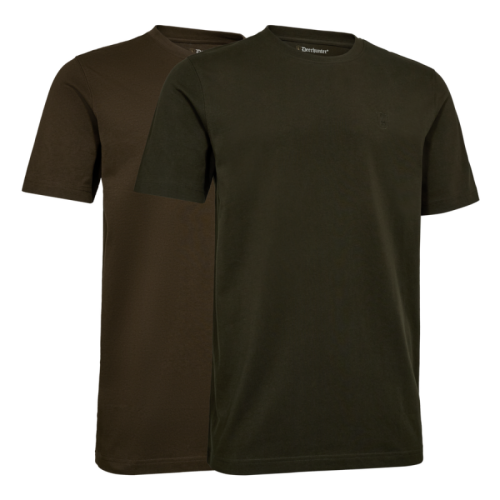 Deerhunter Herren 2er-Pack T-Shirts Braun + Grün