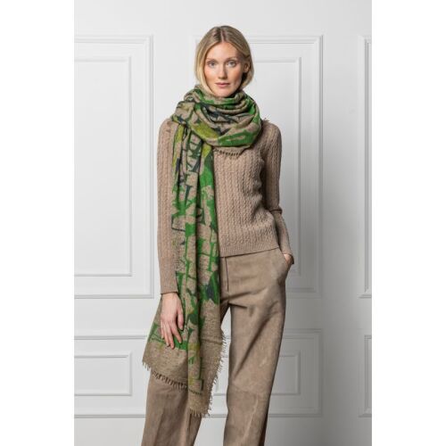 Habsburg Damen Schal aus Cashmere Hirsch Hbg Grün