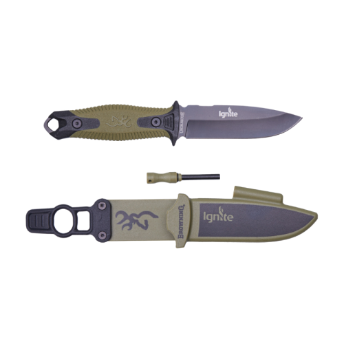 Browning Jagdmesser, IGNITE FIXED, schwarz/grün, 10cm