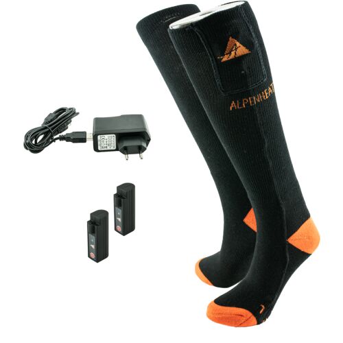 Alpenheat Beheizte Baumwollsocken Schwarz / Orange 37-39