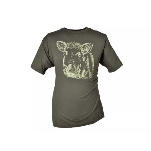 Hubertus T-Shirt Keilerkopf Schilf M