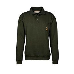 Hubertus Sweatshirt mit Polokragen Motiv Bock