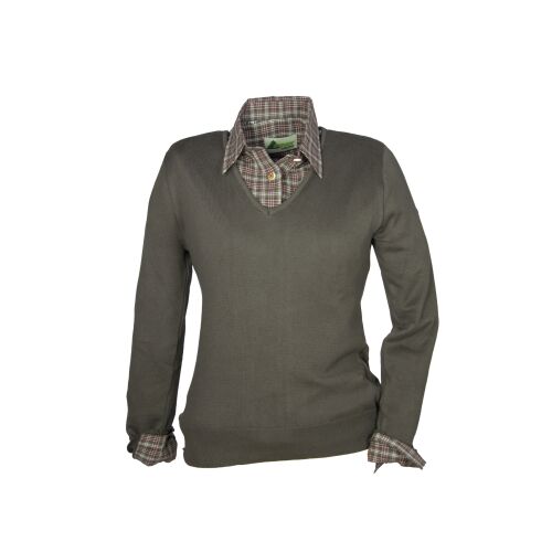 Hubertus Ladies V-Pullover dunkeloliv 34