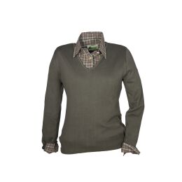 Hubertus Ladies V-Pullover dunkeloliv 34