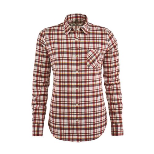 Blaser Damen BluseTwill bordeaux/natur/braun kariert 40