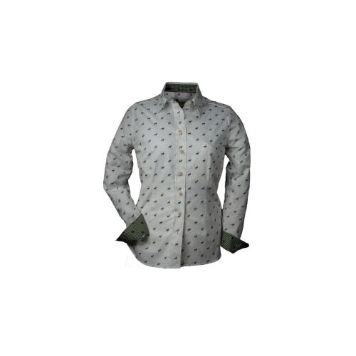 Hubertus Damen Jagd Bluse mit Hirschmotiven weiß/grün 48