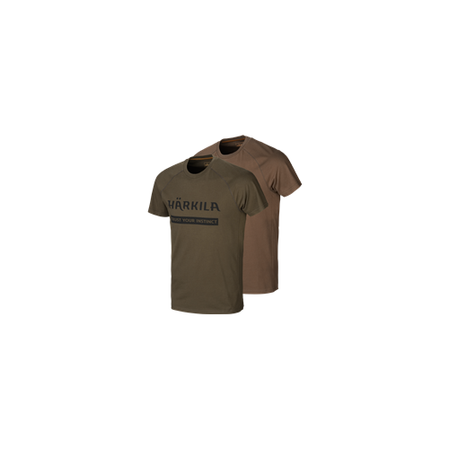 Härkila Logo T-Shirt 2er Pack Willow green/Slate brown M