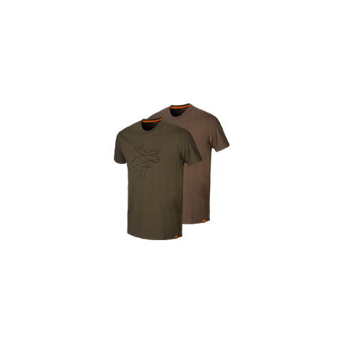 Härkila Graphic T-Shirt 2er Pack Willow green/Slate brown