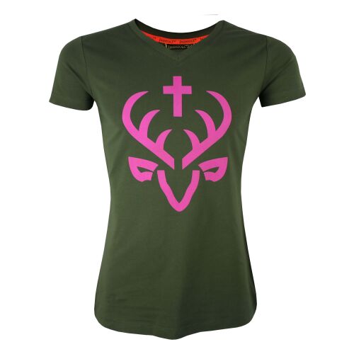 Jagdstolz Damen T-Shirt Girlie Big Logo Pink L