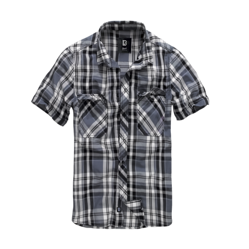 Brandit Herrenhemd Roadstar Shirt Kurzarm Schwarz/Anthrazit S