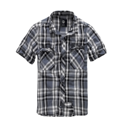 Brandit Herrenhemd Roadstar Shirt Kurzarm Schwarz/Anthrazit S