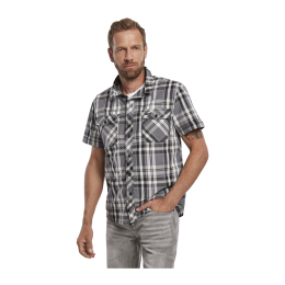 Brandit Herrenhemd Roadstar Shirt Kurzarm Schwarz/Anthrazit S