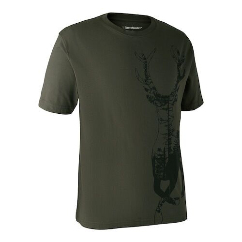 Deerhunter Herren T-Shirt mit Rothirsch grün L